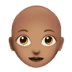 👩🏽‍🦲 woman: medium skin tone, bald display on Apple